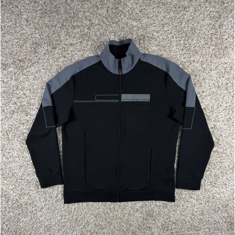 Hugo Boss Skaz Full Zip Colorblock Black Track Jacket Men's Size XL